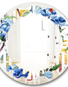 Retro Floral Botanical Design I - Modern Round or Oval Wall Mirror - Leaves