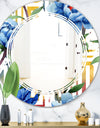 Retro Floral Botanical Design I - Modern Round or Oval Wall Mirror - Triple C