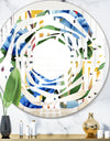 Retro Floral Botanical Design I - Modern Round or Oval Wall Mirror - Whirl