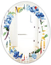 Retro Floral Botanical Design I - Modern Round or Oval Wall Mirror - Leaves