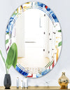 Retro Floral Botanical Design I - Modern Round or Oval Wall Mirror - Triple C