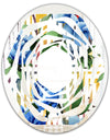 Retro Floral Botanical Design I - Modern Round or Oval Wall Mirror - Whirl
