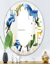 Retro Floral Botanical Design I - Modern Round or Oval Wall Mirror - Quatrefoil