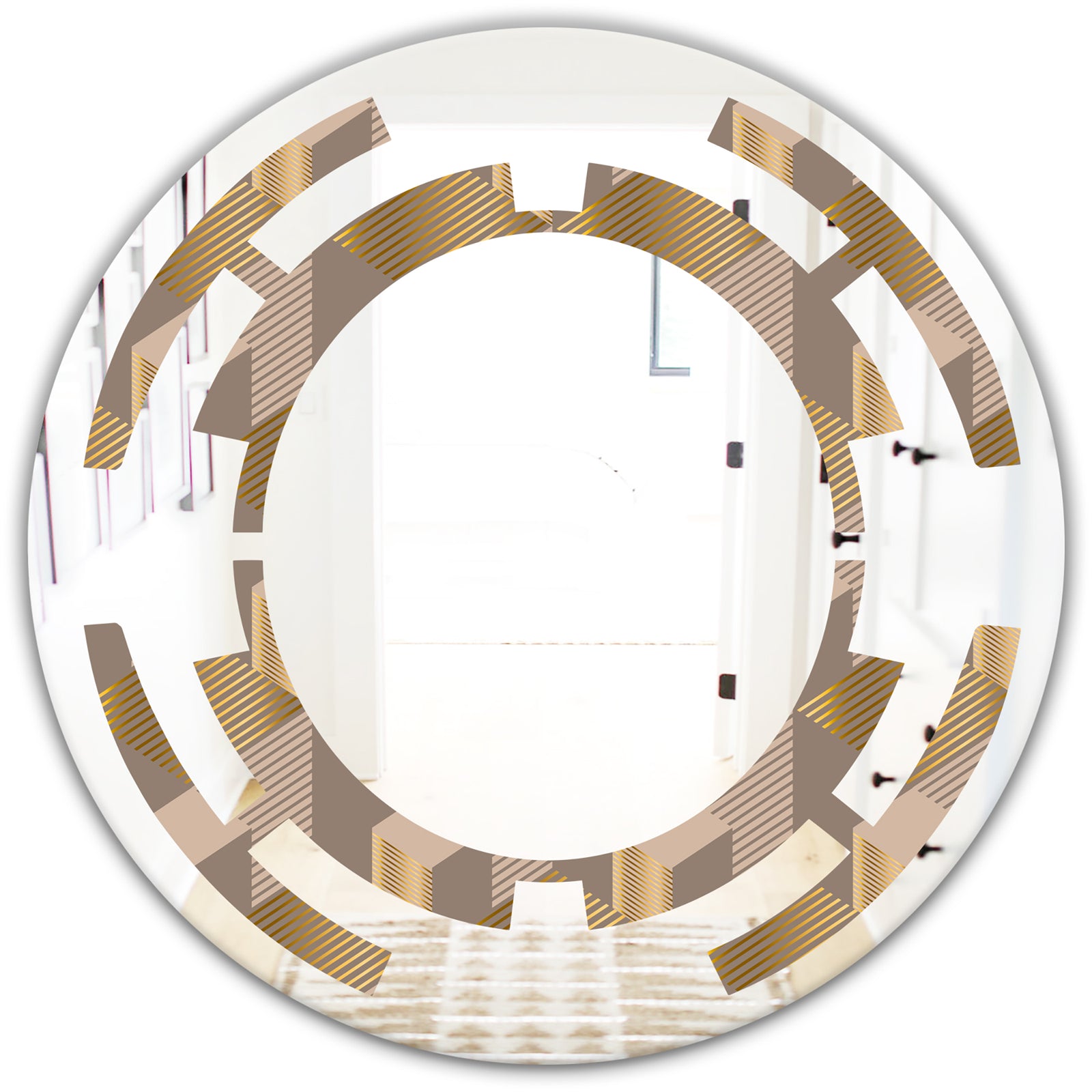 Retro Square Design V - Modern Round or Oval Wall Mirror - Space