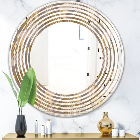 Retro Square Design V - Modern Round or Oval Wall Mirror - Wave
