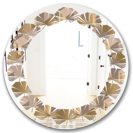 Retro Square Design V - Modern Round or Oval Wall Mirror - Leaves