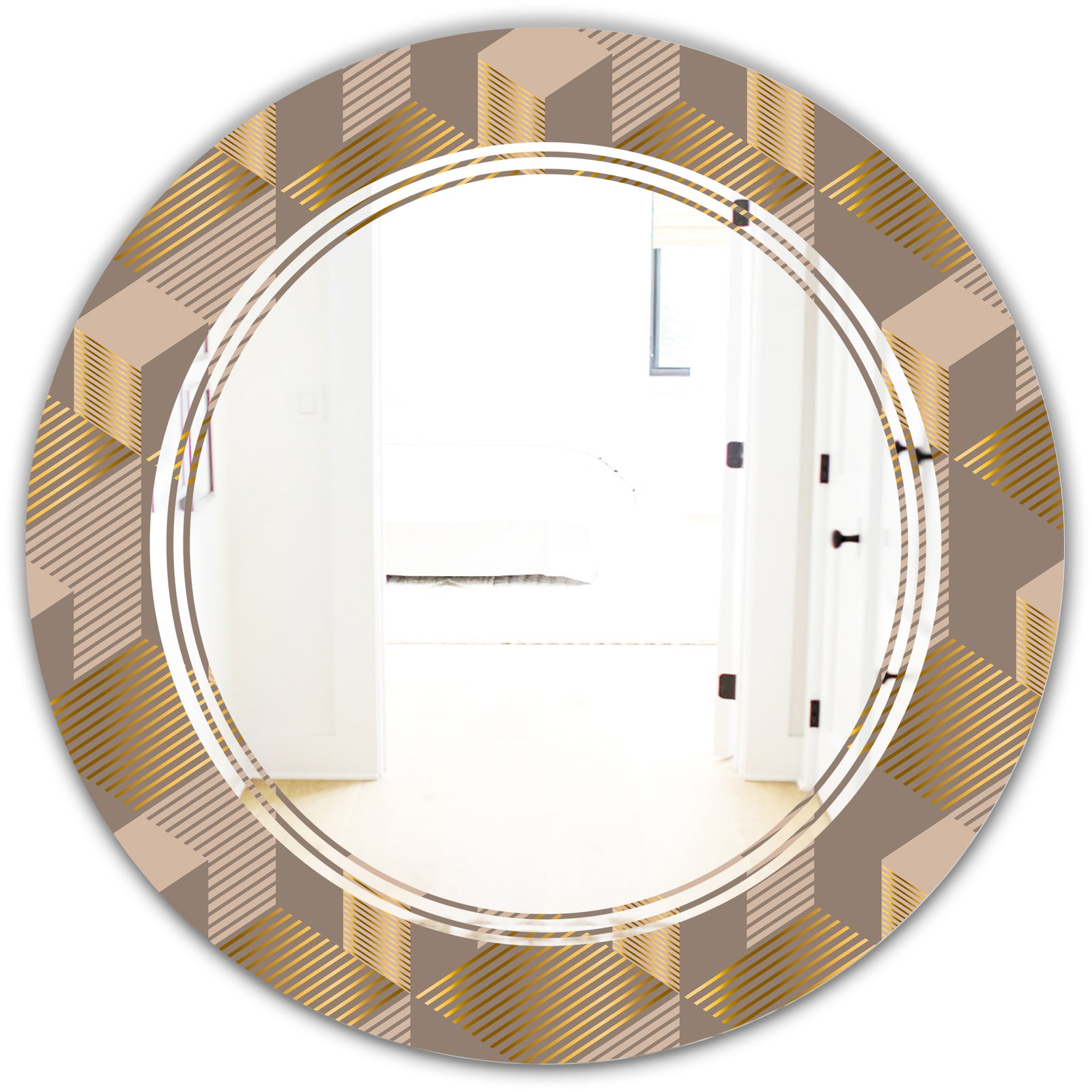 Retro Square Design V - Modern Round or Oval Wall Mirror - Triple C
