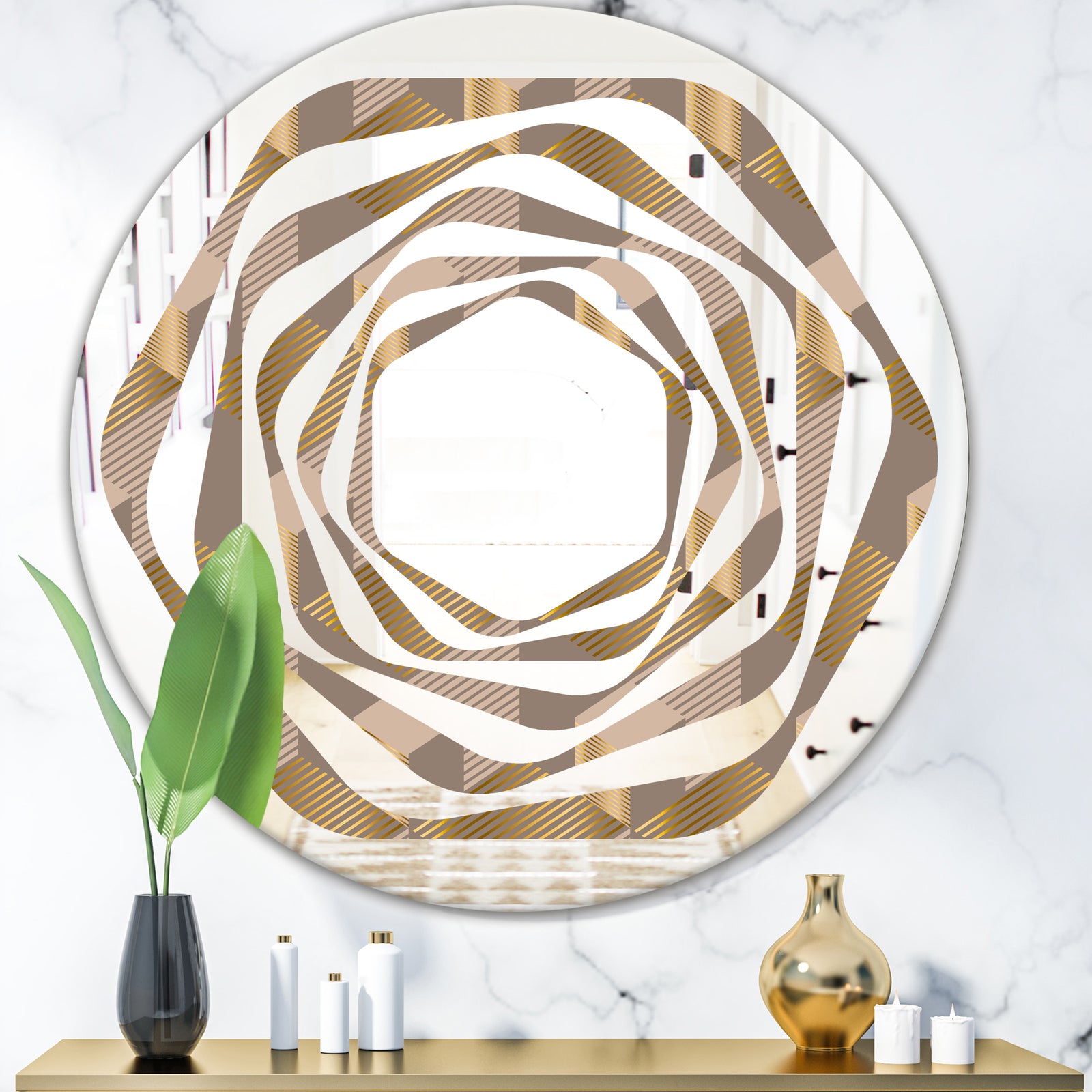 Retro Square Design V - Modern Round or Oval Wall Mirror - Whirl
