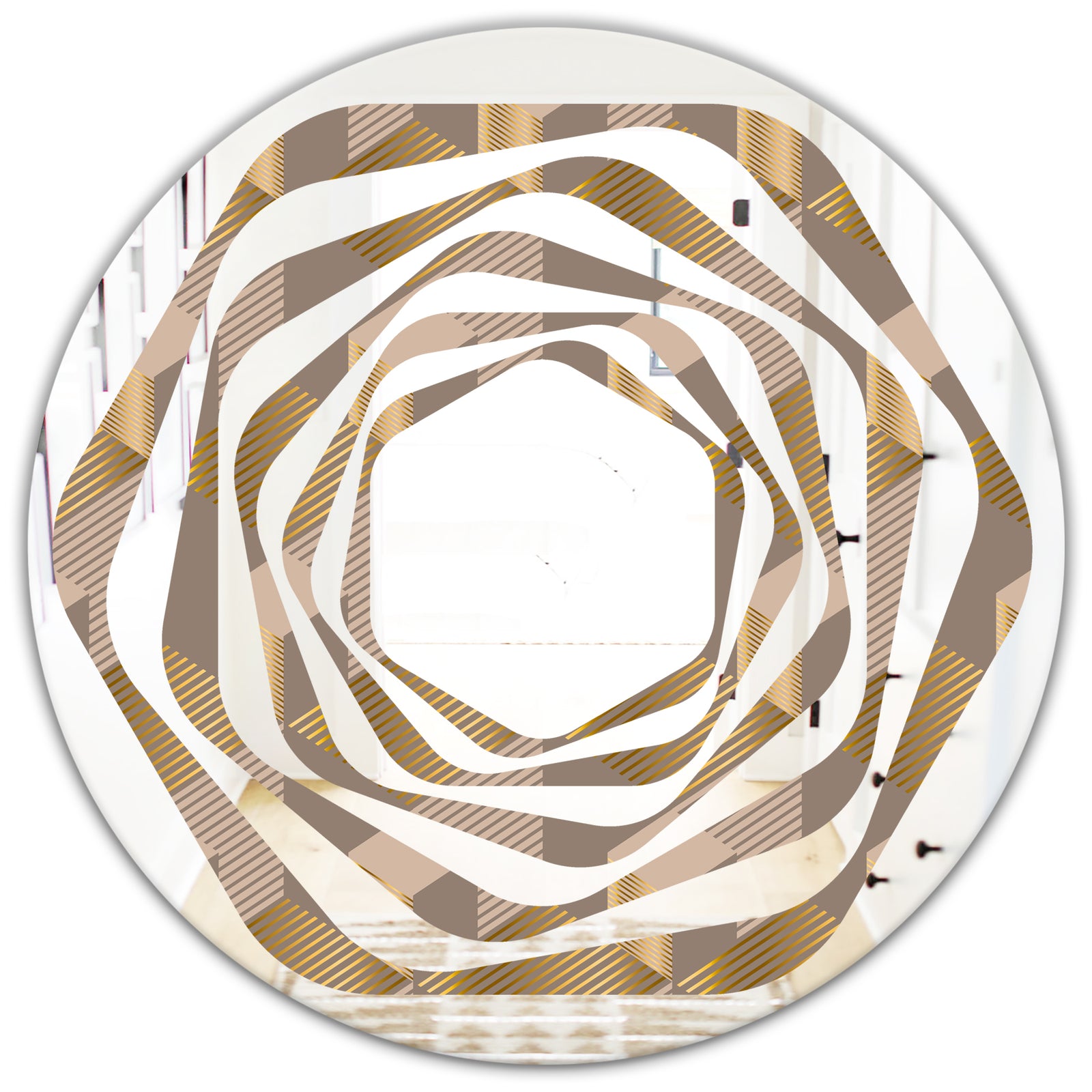 Retro Square Design V - Modern Round or Oval Wall Mirror - Whirl