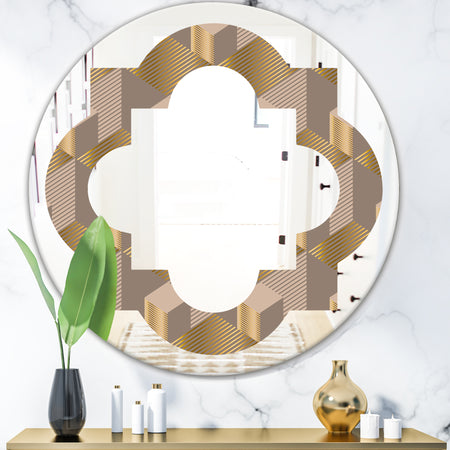 Retro Square Design V - Modern Round or Oval Wall Mirror - Quatrefoil
