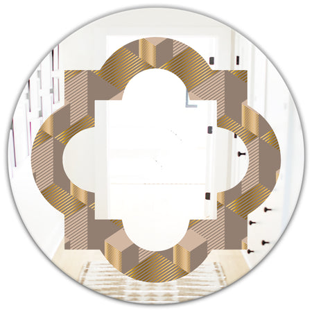 Retro Square Design V - Modern Round or Oval Wall Mirror - Quatrefoil
