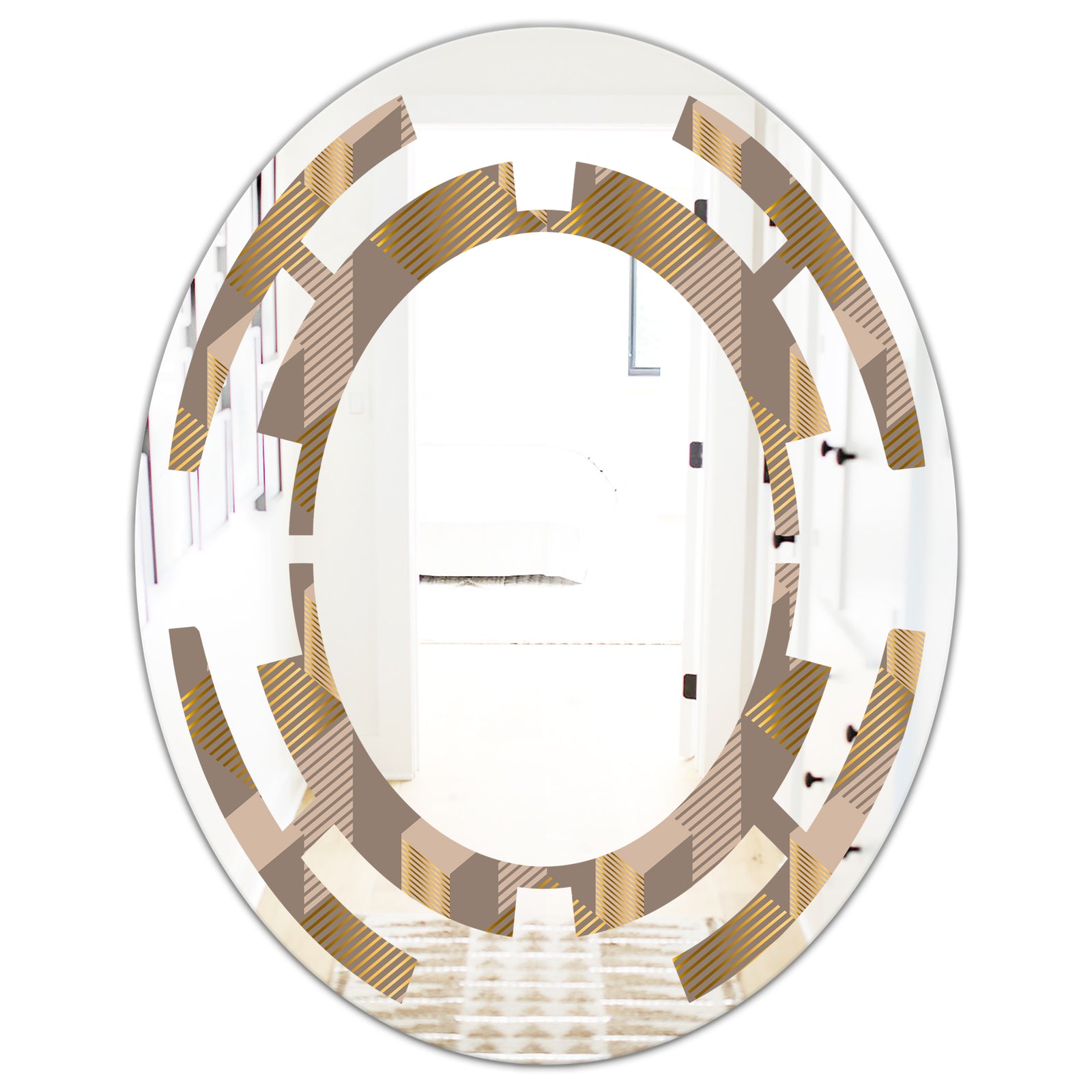 Retro Square Design V - Modern Round or Oval Wall Mirror - Space
