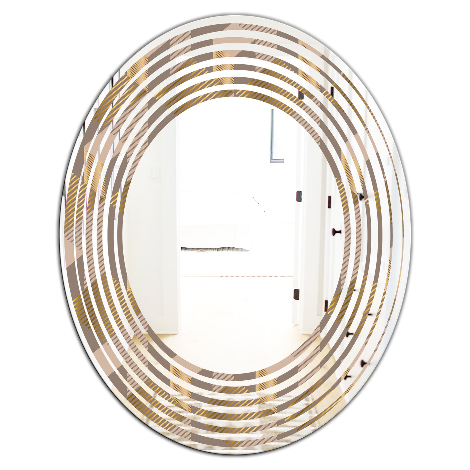 Retro Square Design V - Modern Round or Oval Wall Mirror - Wave