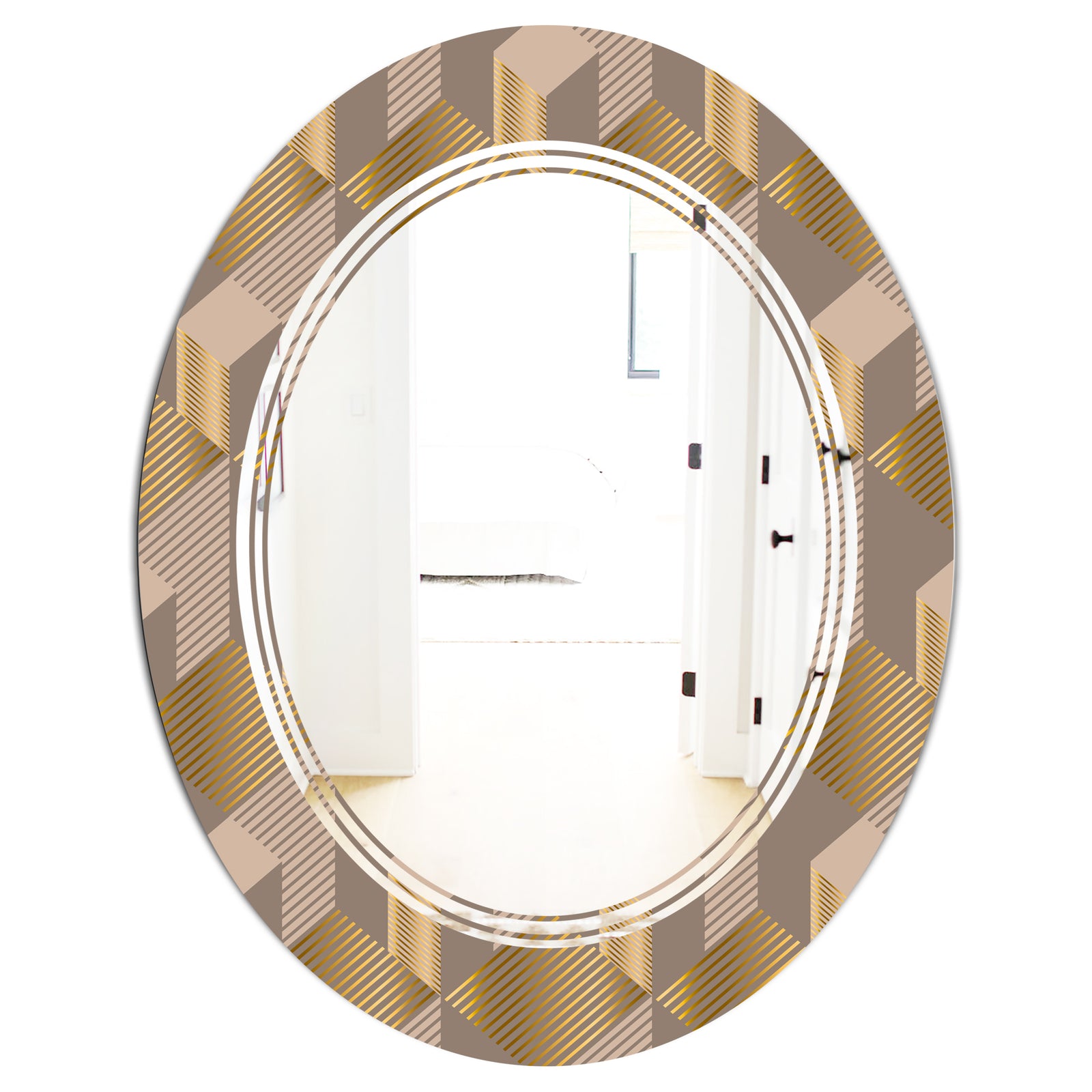 Retro Square Design V - Modern Round or Oval Wall Mirror - Triple C