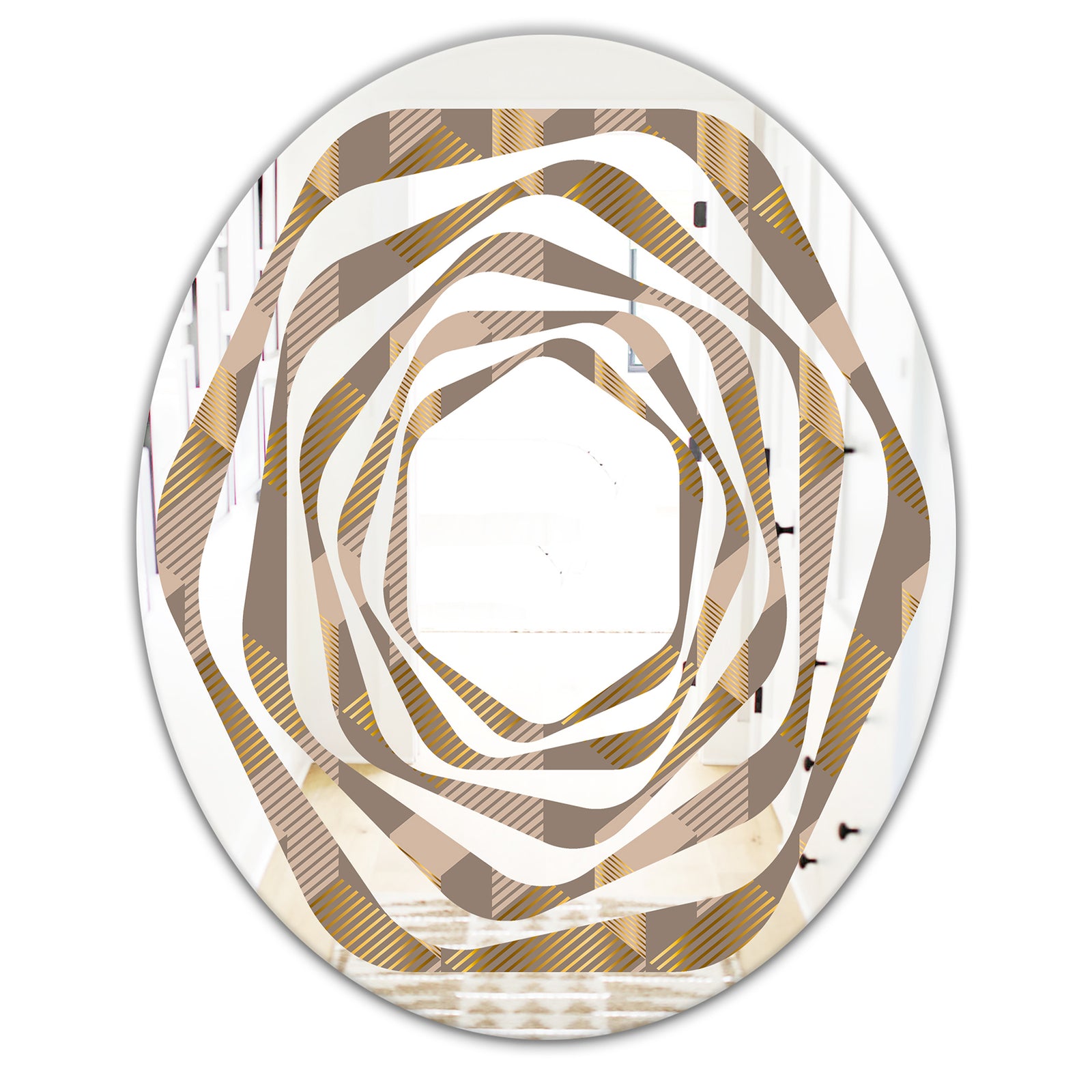 Retro Square Design V - Modern Round or Oval Wall Mirror - Whirl