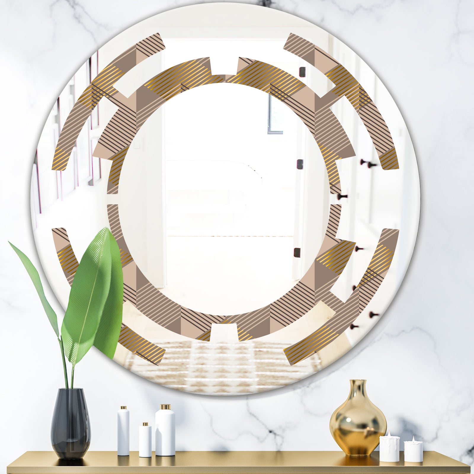 Retro Square Design VI - Modern Round or Oval Wall Mirror - Space