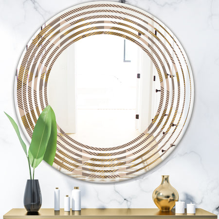 Retro Square Design VI - Modern Round or Oval Wall Mirror - Wave