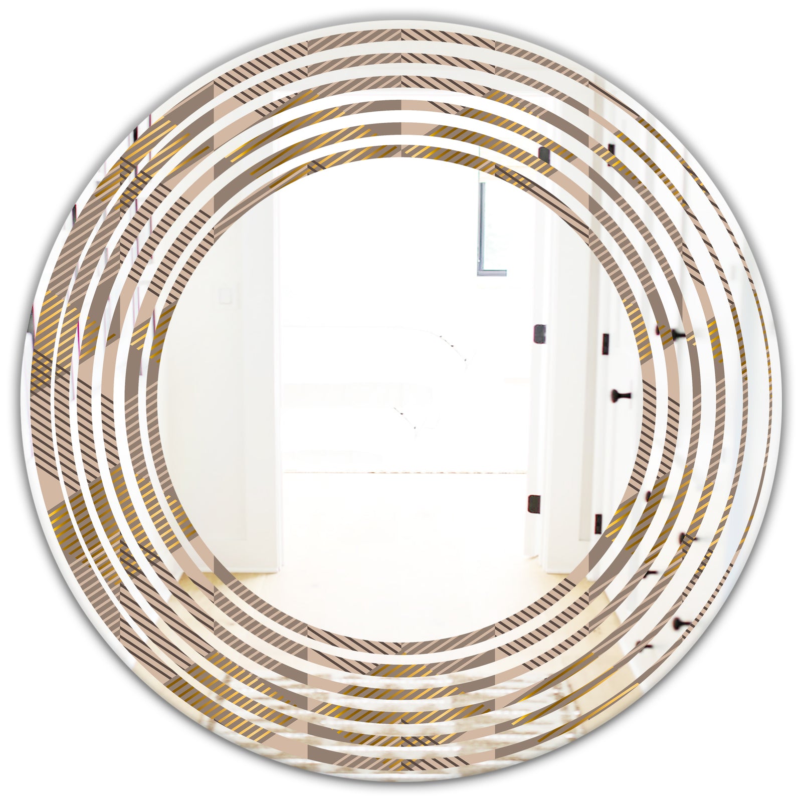 Retro Square Design VI - Modern Round or Oval Wall Mirror - Wave