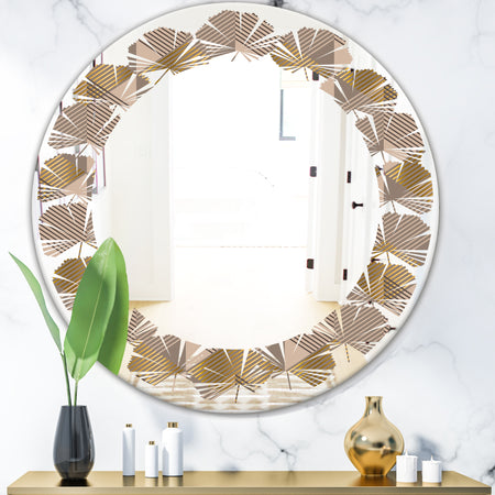 Retro Square Design VI - Modern Round or Oval Wall Mirror - Leaves