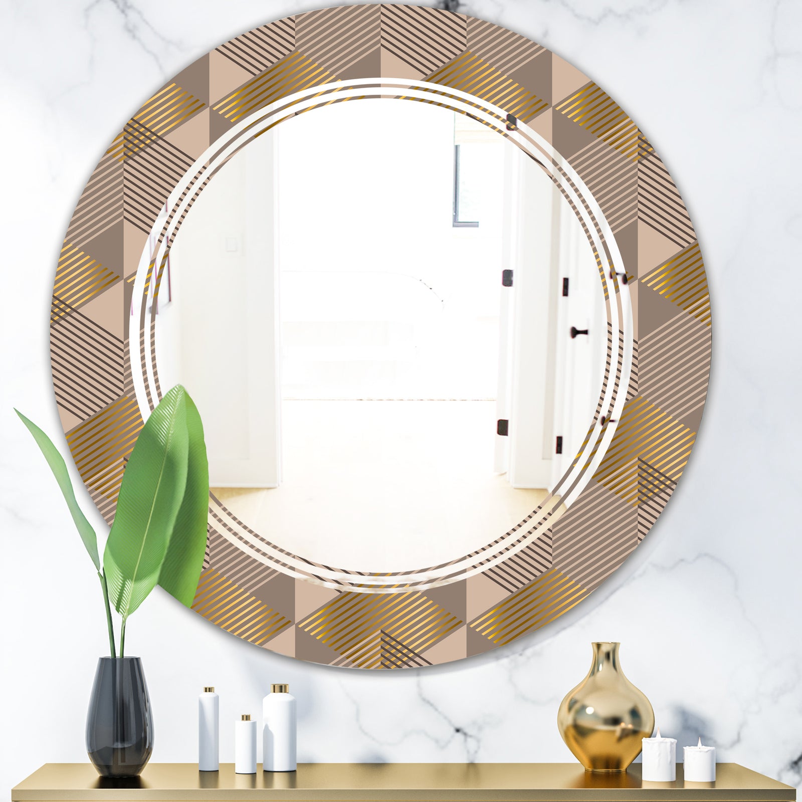 Retro Square Design VI - Modern Round or Oval Wall Mirror - Triple C