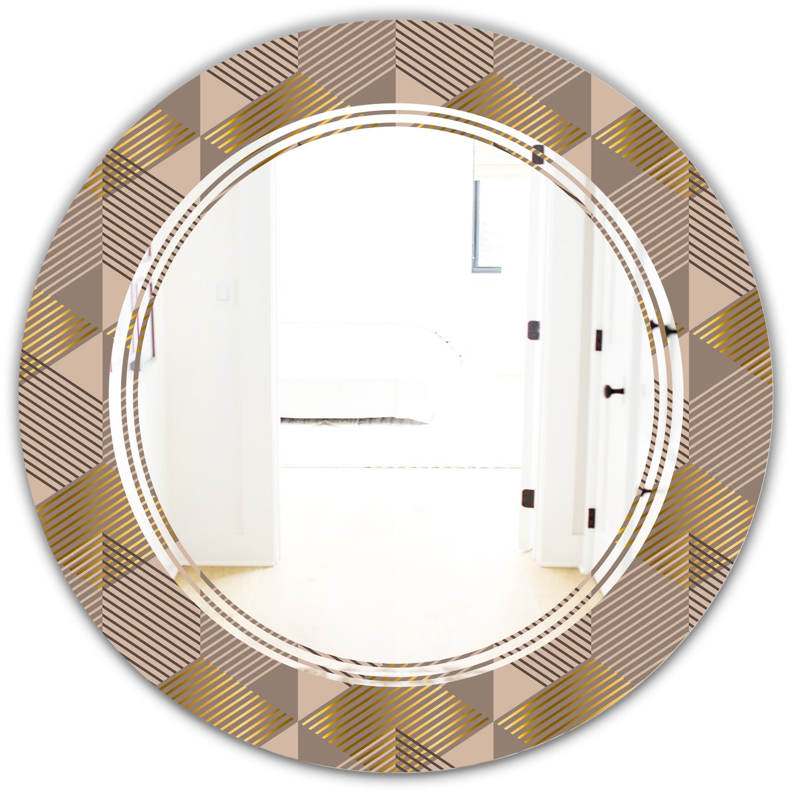 Retro Square Design VI - Modern Round or Oval Wall Mirror - Triple C