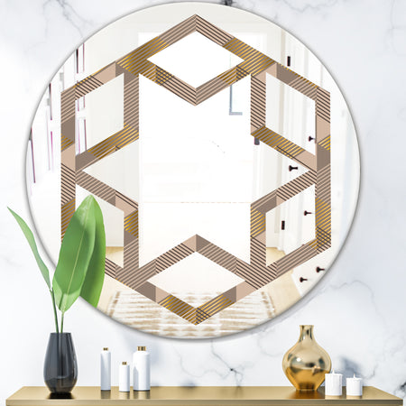 Retro Square Design VI - Modern Round or Oval Wall Mirror - Hexagon Star