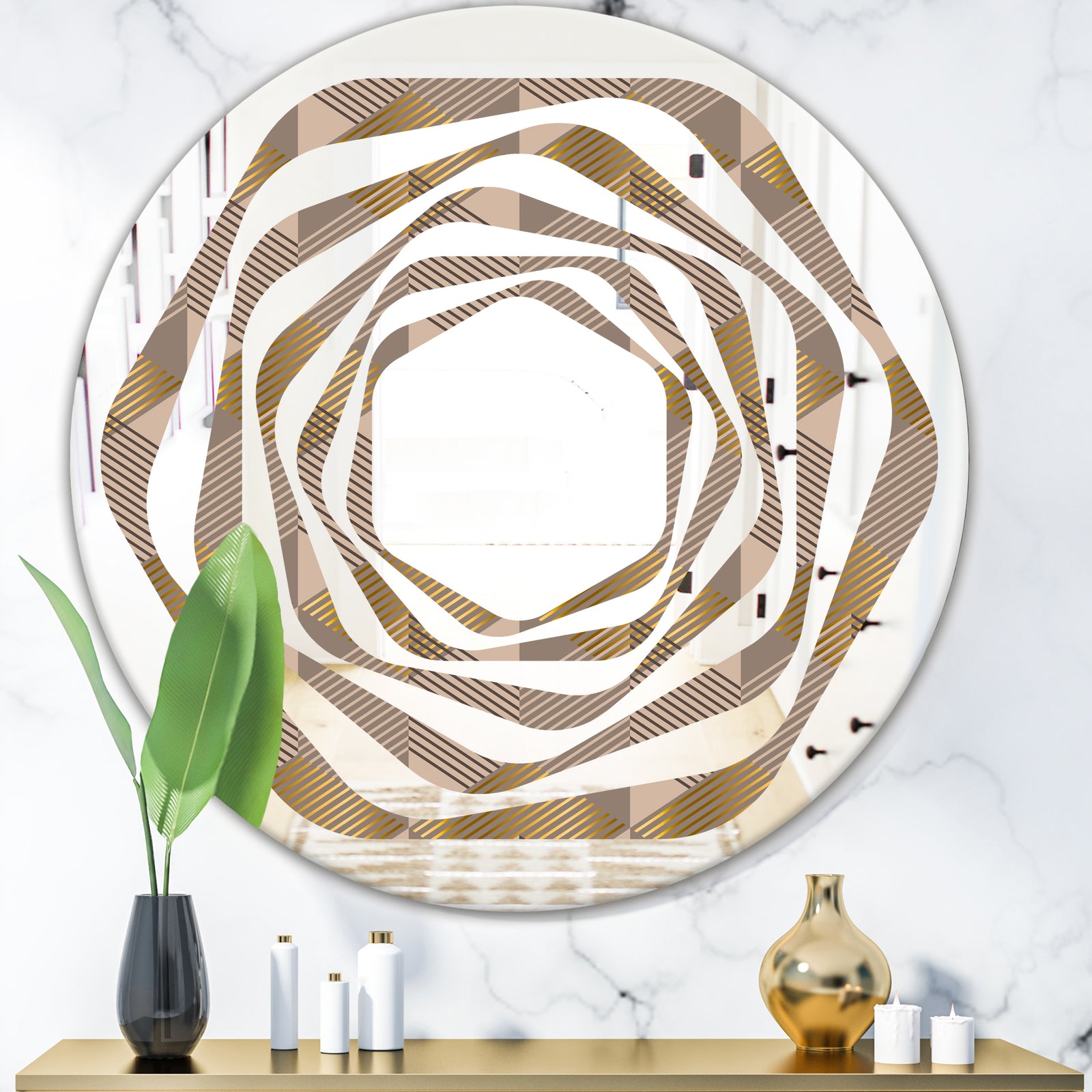 Retro Square Design VI - Modern Round or Oval Wall Mirror - Whirl