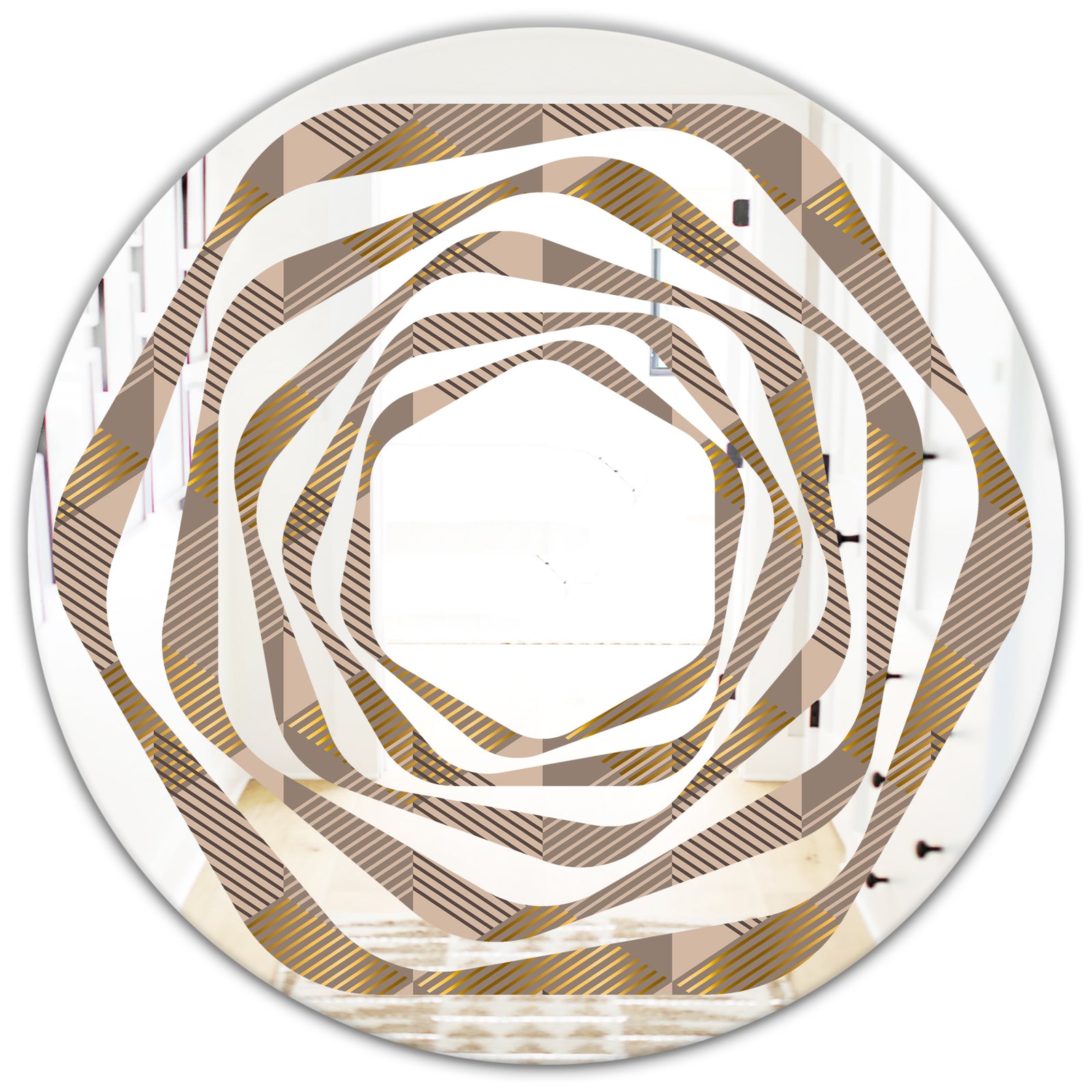 Retro Square Design VI - Modern Round or Oval Wall Mirror - Whirl