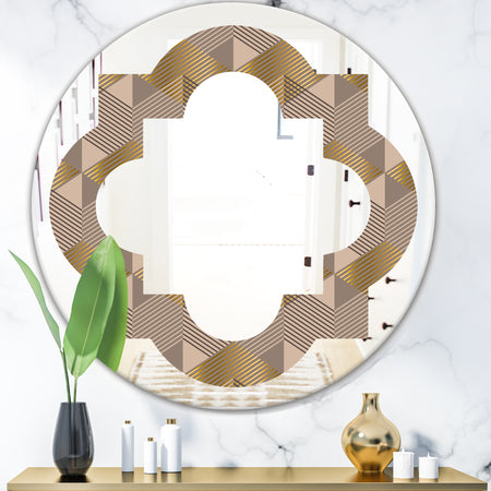 Retro Square Design VI - Modern Round or Oval Wall Mirror - Quatrefoil