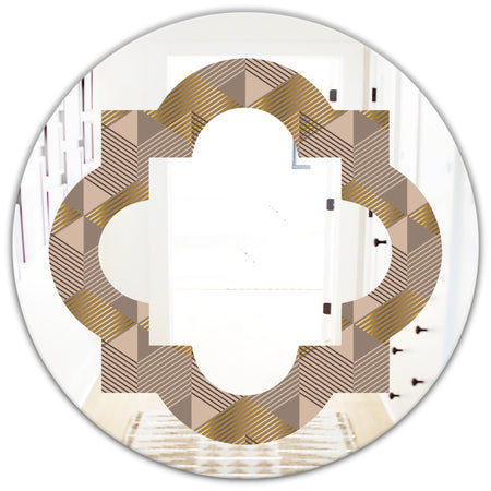 Retro Square Design VI - Modern Round or Oval Wall Mirror - Quatrefoil