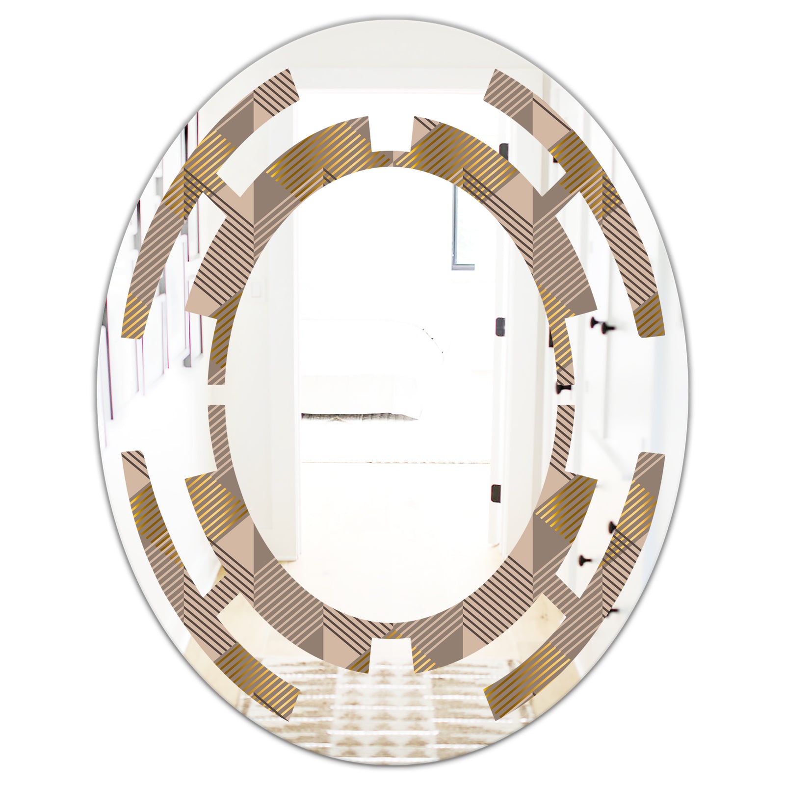 Retro Square Design VI - Modern Round or Oval Wall Mirror - Space