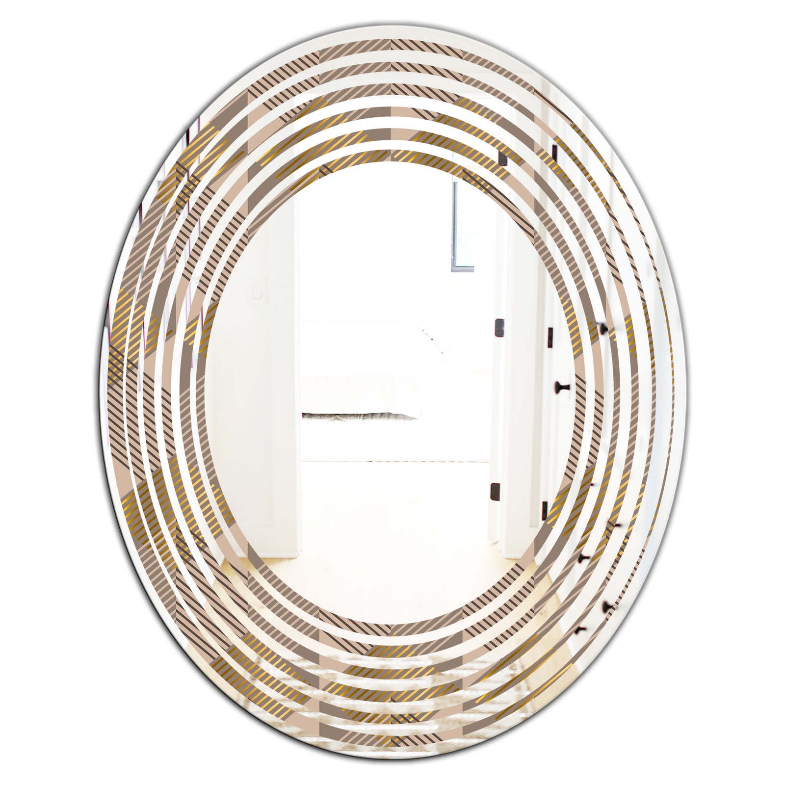 Retro Square Design VI - Modern Round or Oval Wall Mirror - Wave