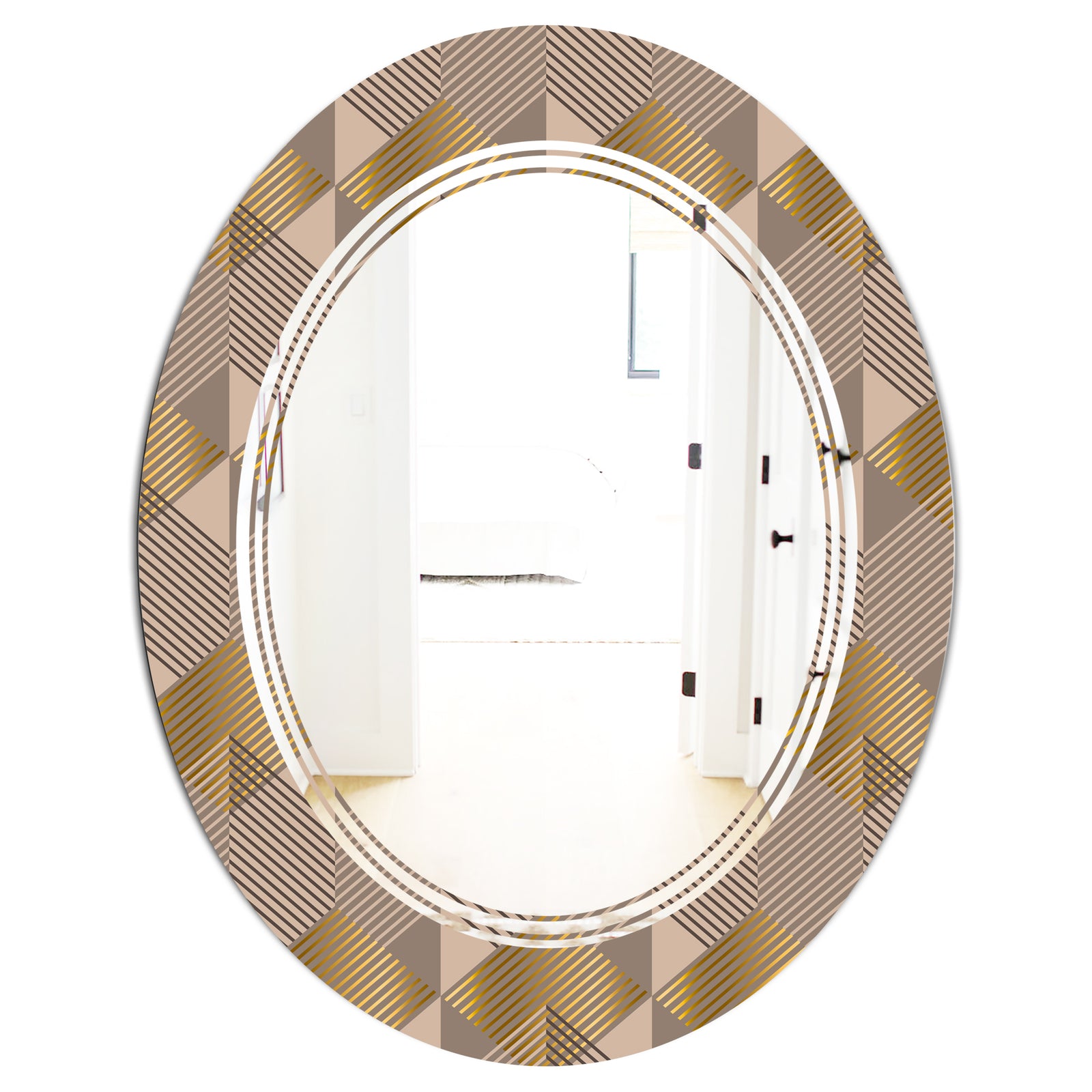Retro Square Design VI - Modern Round or Oval Wall Mirror - Triple C