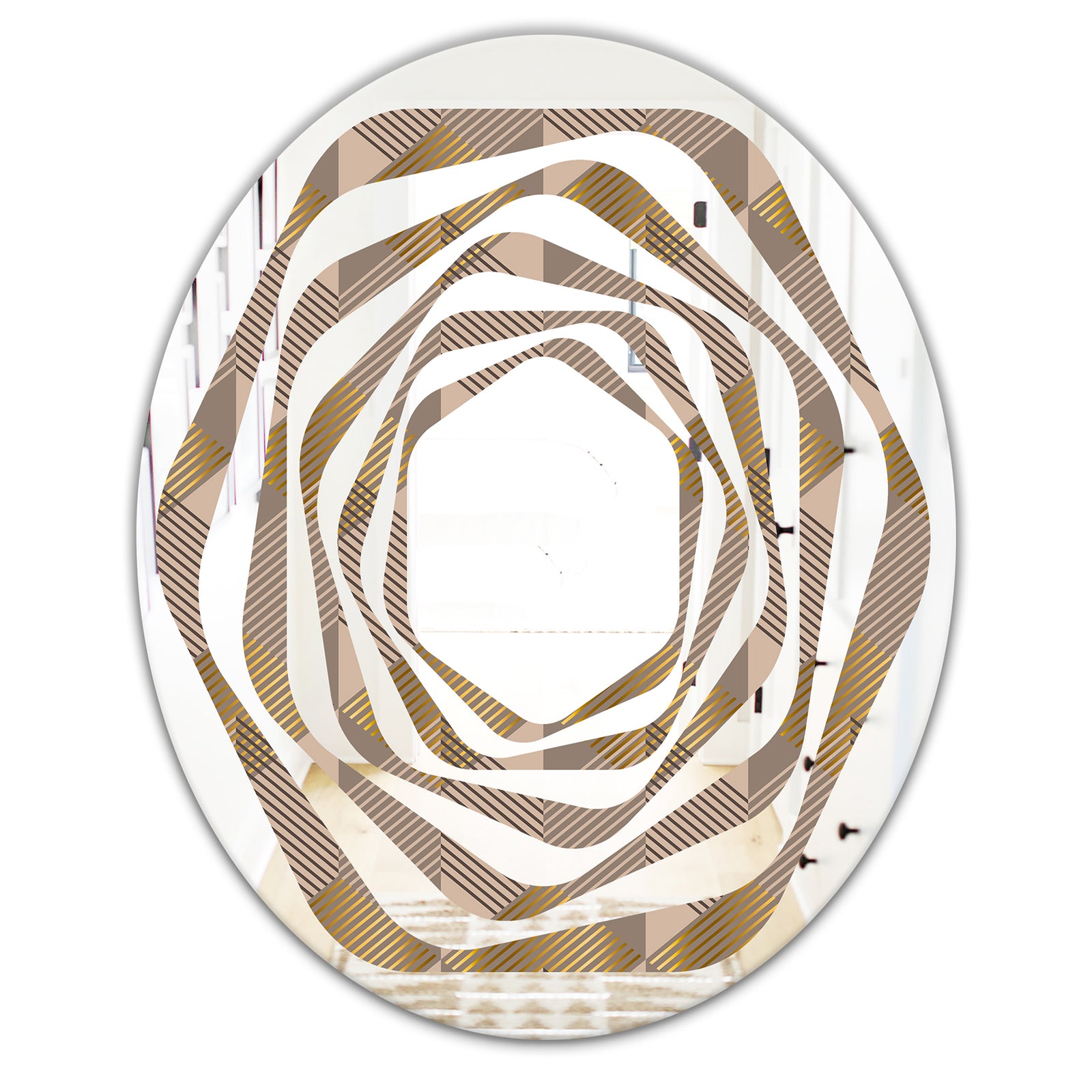 Retro Square Design VI - Modern Round or Oval Wall Mirror - Whirl