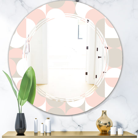 Retro Circular Pattern III - Modern Round or Oval Wall Mirror - Triple C