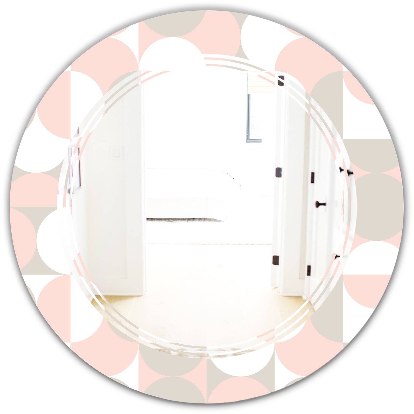 Retro Circular Pattern III - Modern Round or Oval Wall Mirror - Triple C