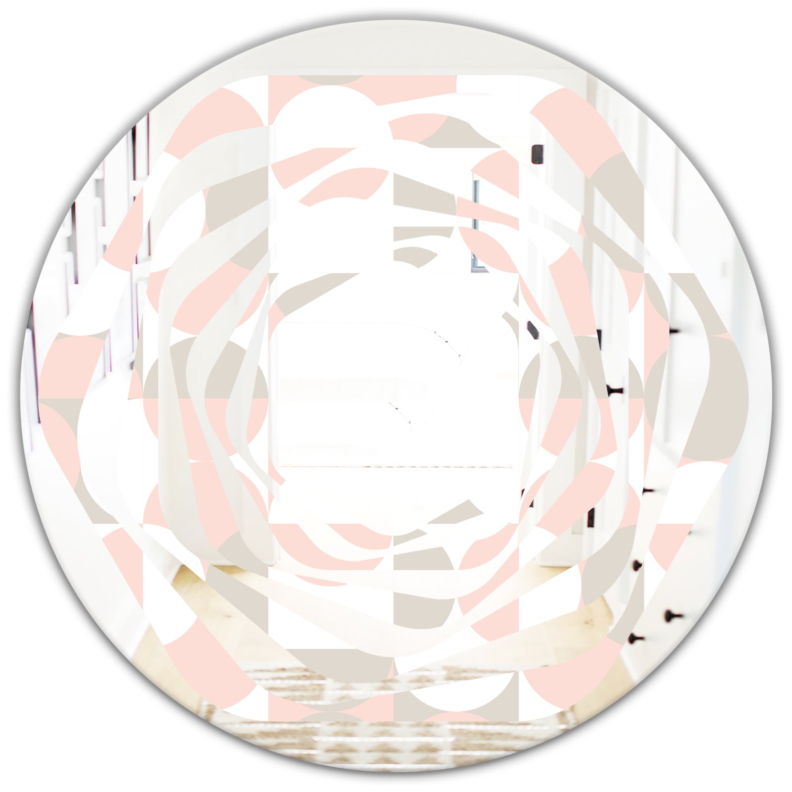 Retro Circular Pattern III - Modern Round or Oval Wall Mirror - Whirl