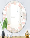 Retro Circular Pattern III - Modern Round or Oval Wall Mirror - Leaves