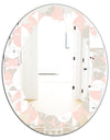 Retro Circular Pattern III - Modern Round or Oval Wall Mirror - Leaves