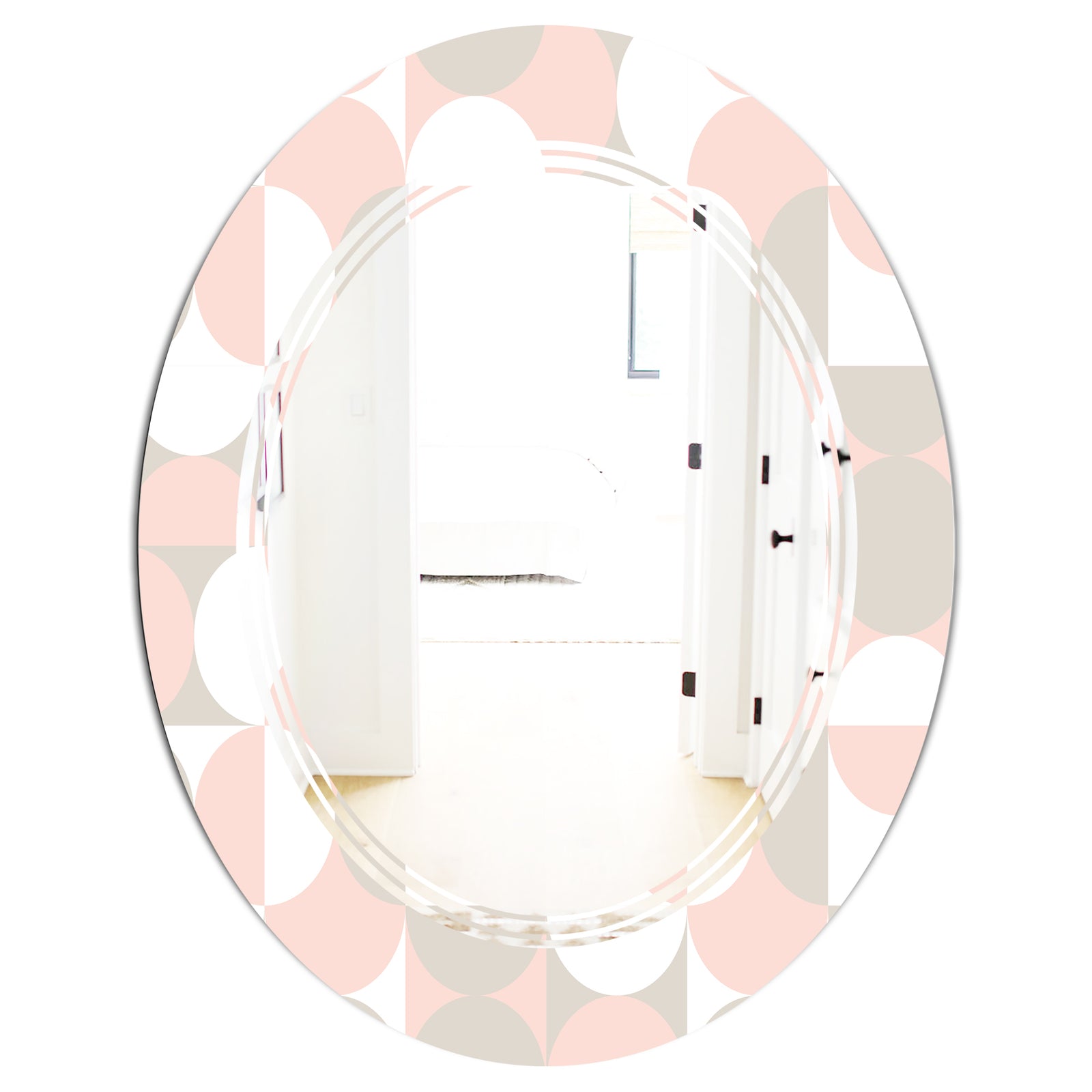 Retro Circular Pattern III - Modern Round or Oval Wall Mirror - Triple C