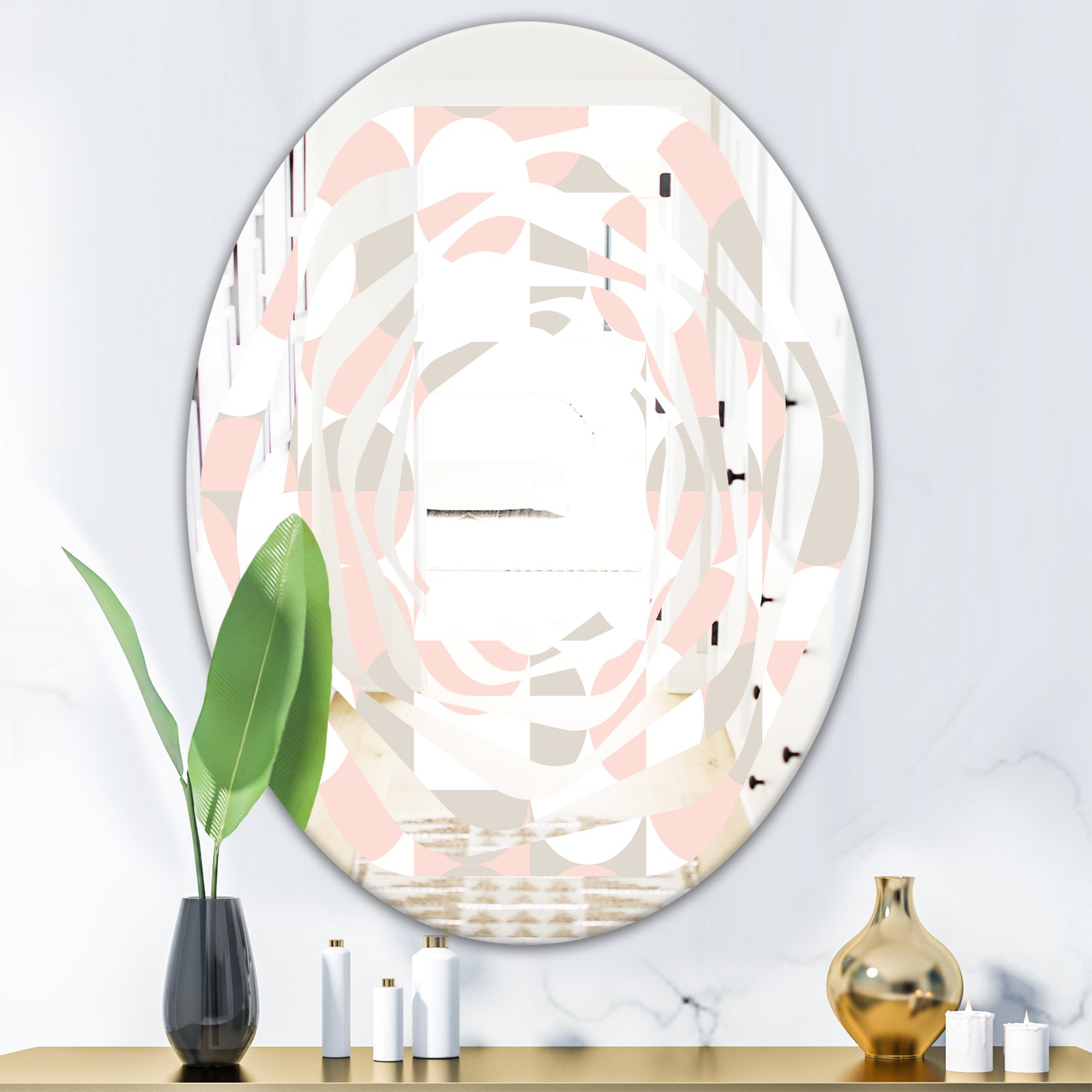 Retro Circular Pattern III - Modern Round or Oval Wall Mirror - Whirl