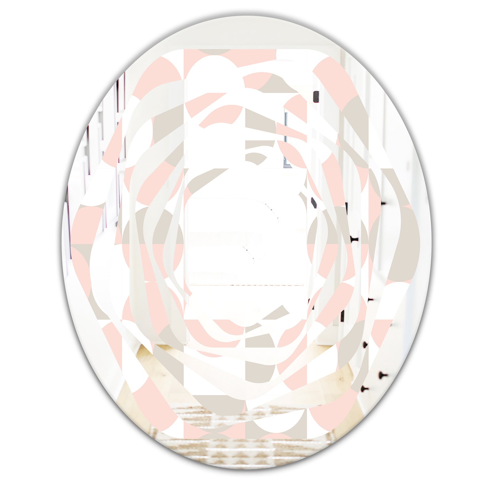 Retro Circular Pattern III - Modern Round or Oval Wall Mirror - Whirl