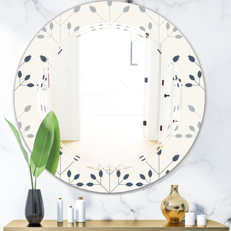 Floral Retro Botanical Pattern I - Cottage Round or Oval Wall Mirror - Triple C