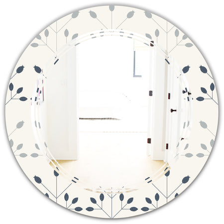 Floral Retro Botanical Pattern I - Cottage Round or Oval Wall Mirror - Triple C
