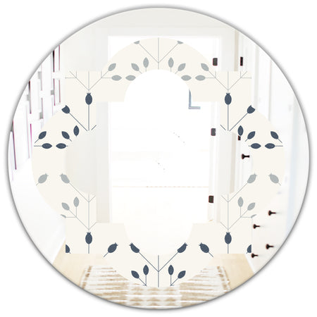Floral Retro Botanical Pattern I - Cottage Round or Oval Wall Mirror - Quatrefoil