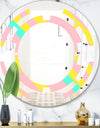 Memphis Retro Neon Pattern - Modern Round or Oval Wall Mirror - Space