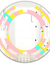 Memphis Retro Neon Pattern - Modern Round or Oval Wall Mirror - Space