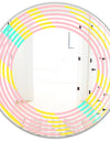 Memphis Retro Neon Pattern - Modern Round or Oval Wall Mirror - Wave