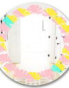 Memphis Retro Neon Pattern - Modern Round or Oval Wall Mirror - Leaves