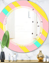 Memphis Retro Neon Pattern - Modern Round or Oval Wall Mirror - Triple C